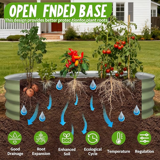 Galvanized Raised Garden Bed, 4x2x1 FT Thickening Planter Boxes Outdoor, Raised Beds for Gardening, Easy Assembly Large Garden Bed for Vegetables, Fruits, Flowers (2-Pack) AmazStove