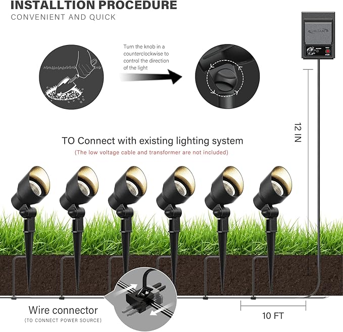 Malibu Low Voltage Landscape Lighting 20W Outdoor Spotlight Outdoor Weatherproof Lights for Low Voltage Landscape Lighting Floodlight Driveway, Yard, Lawn, Flood, Garden Rootora
