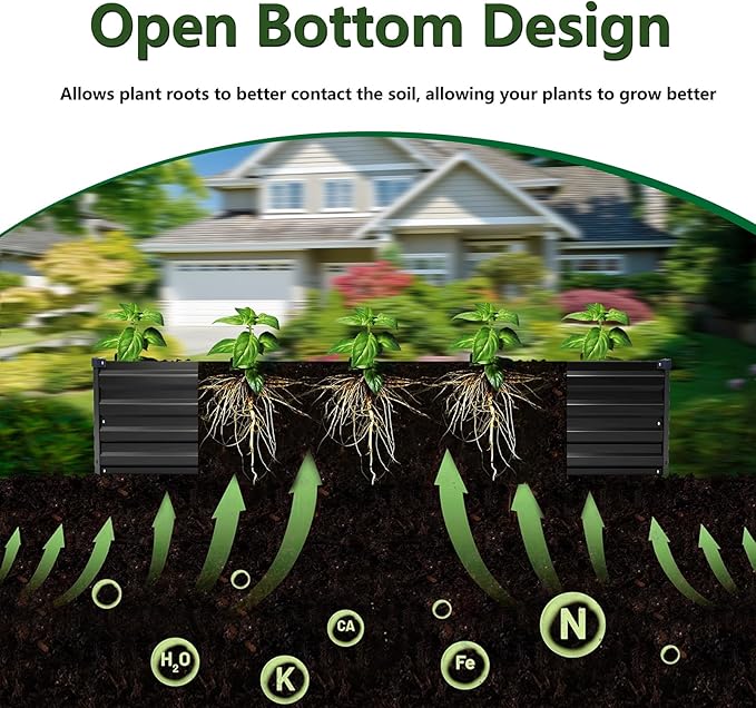 4×3×1FT(2PCS) Galvanized Raised Garden Bed Kit, Metal Planter Boxes,Large Raised Garden Bed for Planting Vegetables,Flowers,Herbs -Black ZUNUDA