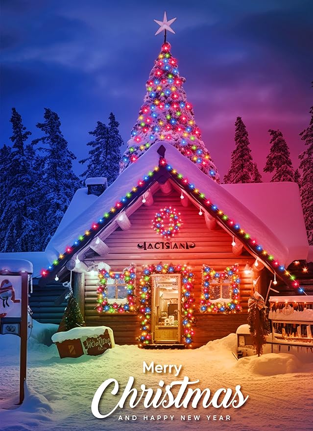 Minetom Solar String Lights for Outside, 33Ft 100 LED Outdoor Solar Fairy Lights, 8 Modes Balcony Lights for Tree Patio Christmas Party Wedding Decor (Multicolor) Minetom