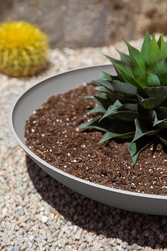Veradek Mason Series Lane Bowl Planter| for Indoor or Outdoor Tabletops/Gardens |Made from Plastic-Stone Composite with Drainage Holes|Modern Décor for Flowers, Succulents, Small Plants VeradekOutdoor