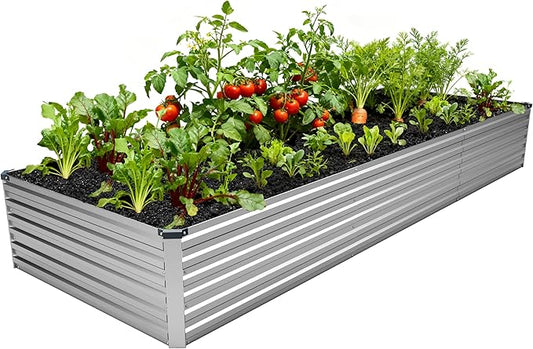 12x4x1.5FT Galvanized Raised Garden Bed,Vegetable Boxes-Rectangle Metal Flower Box,Large Planter Raised Beds Outdoor Garden for Planting,Fruit,Herb-Silver DIIYIV