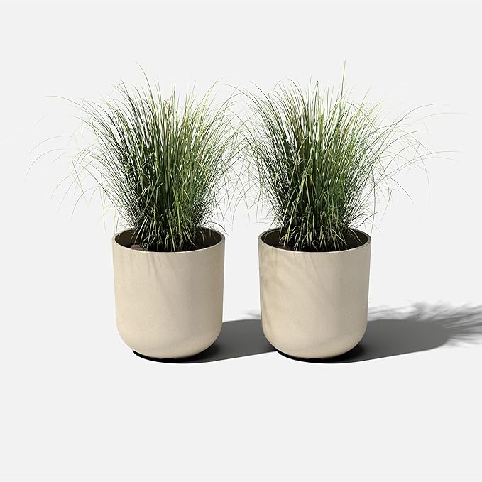 Veradek Mason Series Lima Planter - Round Planter for Indoor or Outdoor Porch/Garden | Made from Plastic-Stone Composite with Drainage Holes | Modern Décor for Succulents, Flowers, Small Plants VeradekOutdoor
