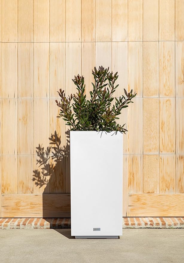 Veradek Block Series Pedestal Planter - Tall Planter for Indoor or Outdoor Front Porch | All-Weather Use with Removable Insert Bucket | Modern Décor for Flowers, Tall Trees, Faux Plants VeradekOutdoor