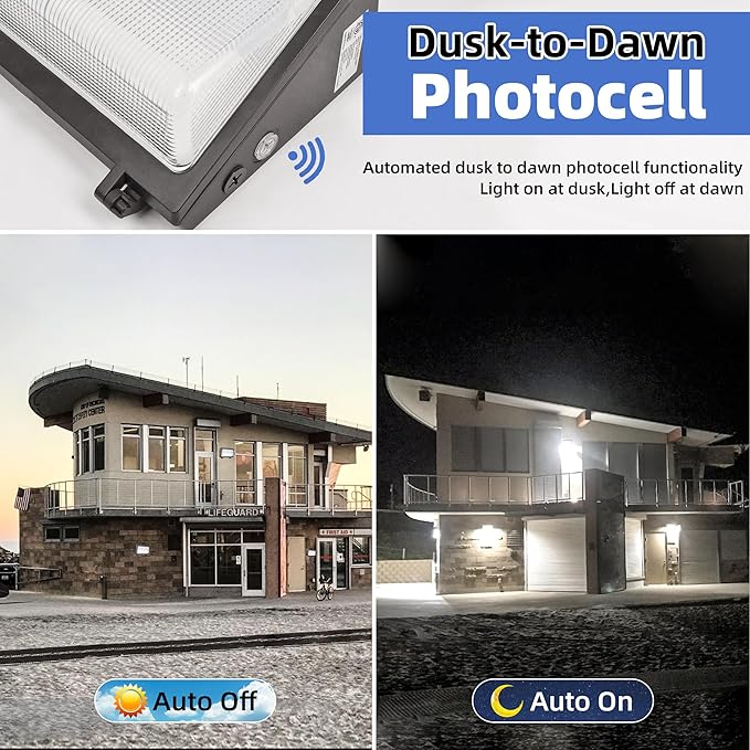 hykolity 120W LED Wall Pack Light with Dusk-to-Dawn Sensor,16200lm 5000K Daylight Commercial Security Lighting,750W MH Equivalent, 100-277V, Waterproof LED Outdoor Wall Mount Light for Warehouses hykolity
