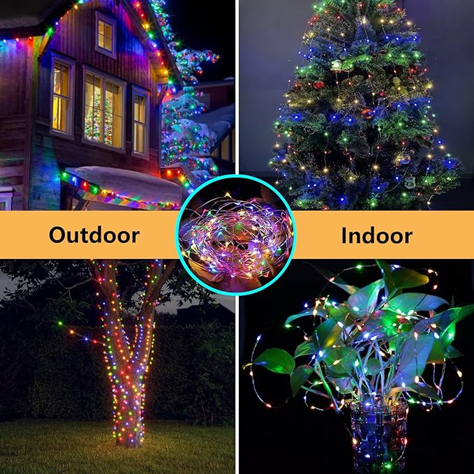 66Ft 200LED Christmas Fairy Lights Plug in, Waterproof String Lights Outdoor & Indoor 8 Modes with Timer, Bedroom Decor Twinkle Lights for Girl's Room Garden Party Christmas Decorations (Multicolor) BHCLIGHT