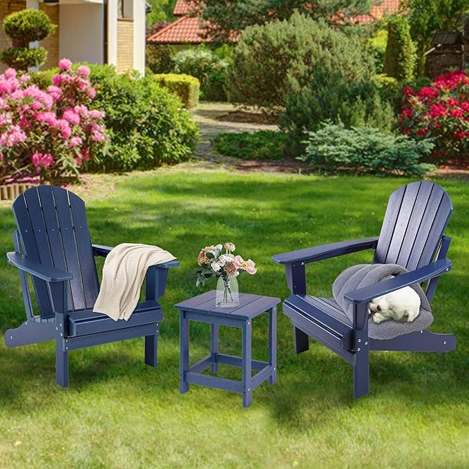 LZRS Adirondack Square Outdoor Side Table for Patio, Pool Composite Patio Table,HDPE End Tables for Backyard,Pool, Indoor Companion, Easy Maintenance & Weather Resistant(Navy Blue) LZRSPET