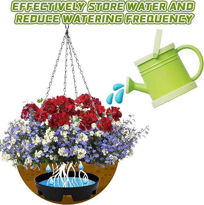UPINS 6 Pcs Invisible Self Watering Planter, 6.7 Inches Insert Auto Plant Waterer Hanging Basket Planter Watering Devices Plastic Soil Water Retaining Drip Pan Saucer for Window Box Basket UPINS