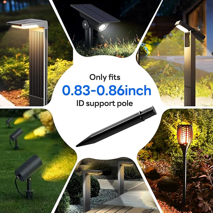 8 Pack Reinforced Ground Stakes, 0.83" x 8.27" Solar Lights Spikes, ABS Plastic Replacement Nails for Solar Pathway Lights Spot Lights Torch Lights Garden Lights COXSENI