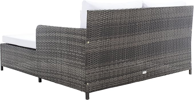 Safavieh Outdoor Collection Cadeo Grey Brown/White Cushion Daybed PAT7500C SAFAVIEH