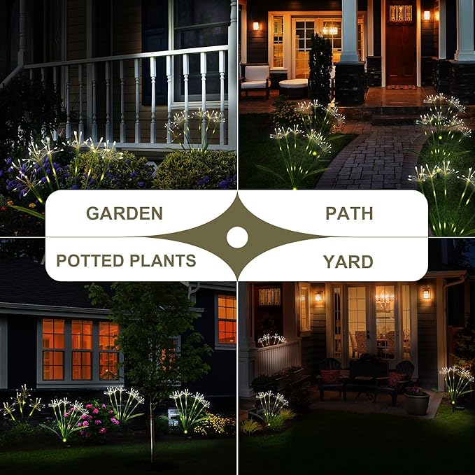 Solar Garden Lights Decor: Gardening Gifts for Women Mothers Day Warm White - Waterproof Twinkling Swaying Firefly Solar Lights Outdoor with 2 Modes for Yard Patio Pathway Decoration 4-Pack Rootora