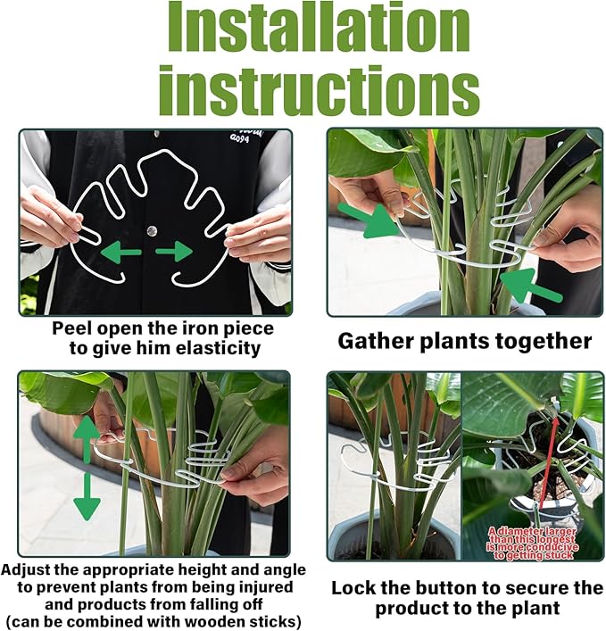 White Monstera Plant Stem Support - 5PCS 7.3x6.25in Durable Adjustable Garden Stake for Indoor Plants, Fishbone Cactus Holder, Innovative Leaf Clip Set, Ideal Tool for Healthy Plant Growth Yohsnor