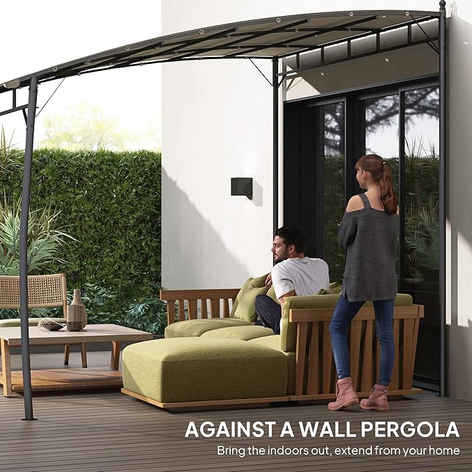 Outsunny 10' x 10' Outdoor Pergola Gazebo with UV-Resistant Canopy and Metal Frame, Sun Shade Shelter for Porch, Patio, Deck, Backyard, Cream White Outsunny