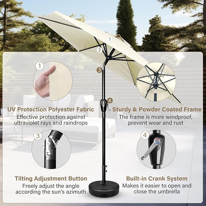 Simple Deluxe 9' Patio Umbrella Outdoor Table Market Yard Umbrella with Push Button Tilt/Crank SimpleDeluxe