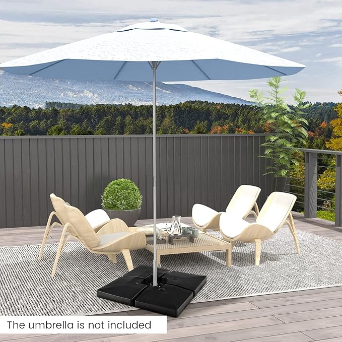 Tangkula 4-Piece 20L Cantilever Offset Patio Umbrella Base, 284 Lbs Heavy-Duty Water & Sand Filled Umbrella Stand, Square Weighted Plate Set with Easy-Fill Spouts, Black TANGKULA