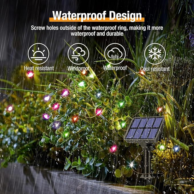 2 Pack Solar String Lights for Outside - 160LED 66FT Solar Fairy Lights Outdoor Waterproof 8 Modes, Copper Wire Solar Powered Twinkle Lights for Tree Garden Christmas Wedding Party Decor, Multicolor btfarmdecorativelighting