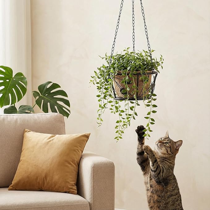 Goaste 2 Pack Metal Plant Hanger, Hanging Plant Holder with Ceiling Hook, Modern Plant Hanging Basket, Decorative Planter Flower Pots Shelf for Indoor Outdoor Use, Home Decor Goaste