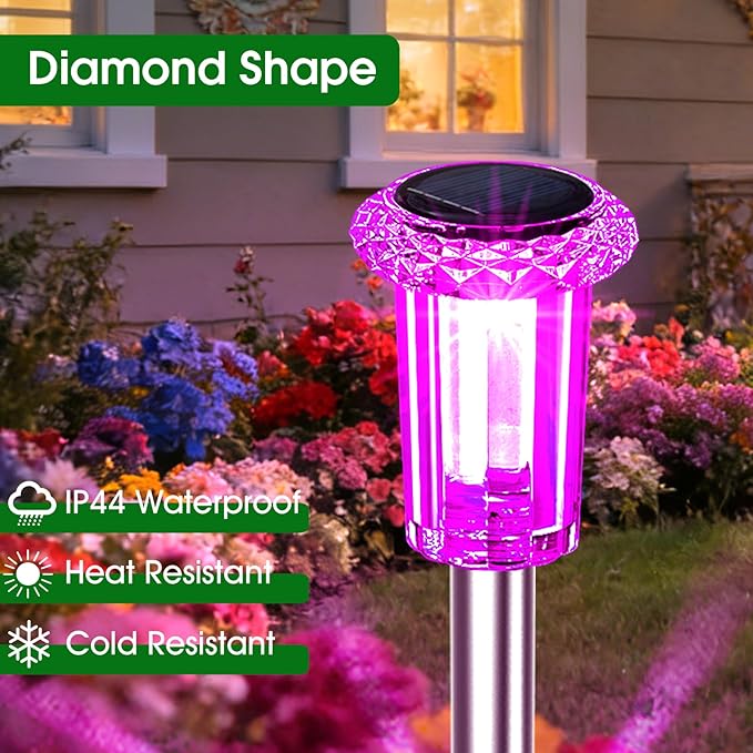 Solar Outdoor Lights, 15 Pack Solar Pathway Lights Outdoor Waterproof, Stake Lighting for Garden Yard Path Walkway Driveway Patio Lawn Decor,Color Changing EYROSA