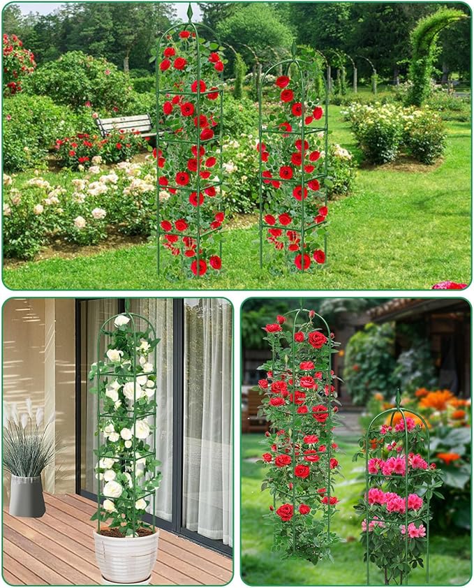 Garden Trellis for Climbing Plants Outdoor & Indoor - 2 Pack 6Ft Tall Rustproof Plant Support Cage for Vines, Flowers, Vegetables, Roses | Heavy-Duty, Adjustable & Decorative MYMULIKEHOME