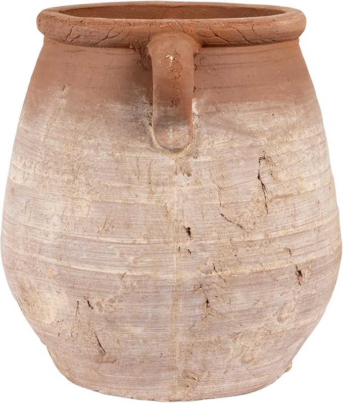 Creative Co-Op Large Orange & Whitewashed Terracotta Urn CreativeCo-Op