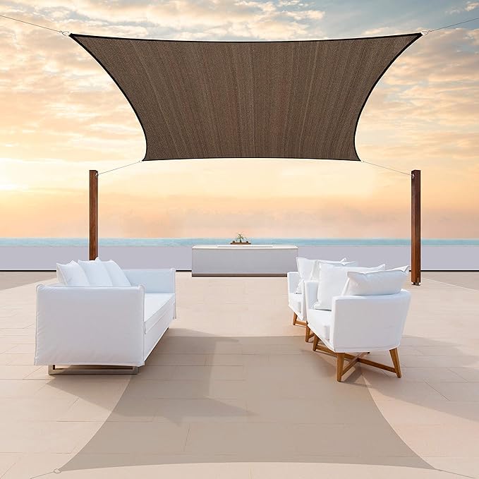 ColourTree TAPR1616 Custom Size 10' x 17' Brown Sun Shade Sail Canopy UV Block UPF50 Rectangle - Commercial Standard Heavy Duty - 190 GSM - 3 Years Warranty ColourTree