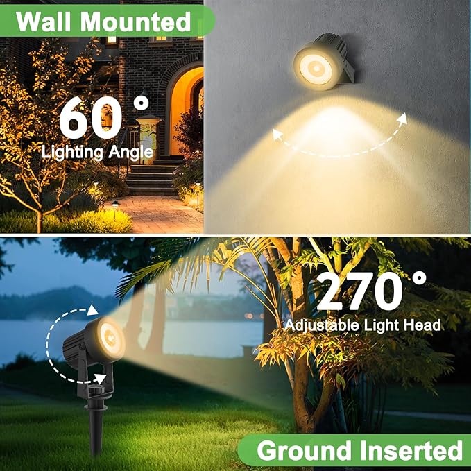 Solar Spotlights Outdoor Waterproof, Warm White Landscape Spotlights, Decorative Solar Spot Lighting for Garden, Yard, Pathway, Lawn, Poolside, Party, 4-in-1 Mounted (Warm White, 1 Pack) LINQELLY