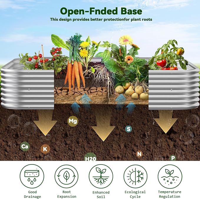 4 Pack Raised Beds for Gardening, Corrugated Galvanized Steel Raised Garden Bed, Outdoor Metal Above Ground Garden Bed for Vegetables and Flowers-4x2FT OZMSHF