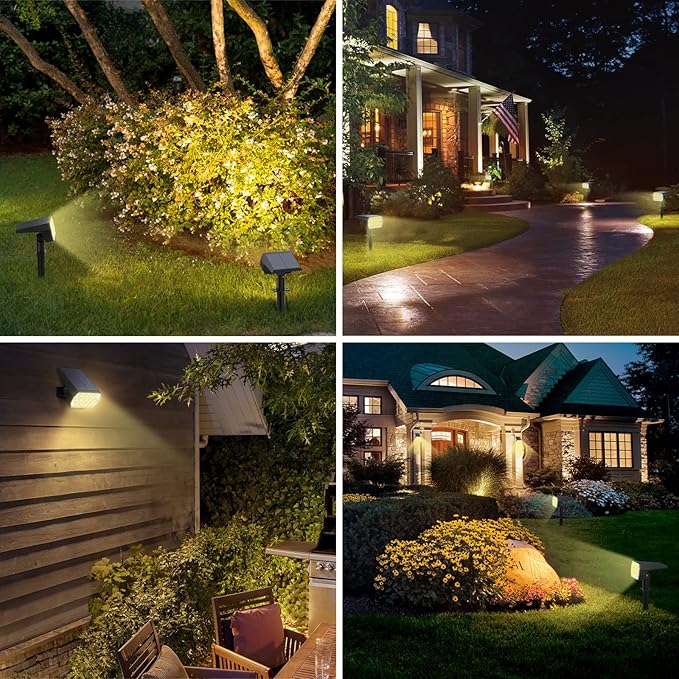 WELALO Solar Spot Lights Outdoor, [10 Pack/65 LED/3 Modes] 2-in-1 Solar Landscape Spotlights, Solar Powered Security Lights, IP68 Waterproof Wall Lights for Walkway Yard Garden Driveway(Warm White) WELALO