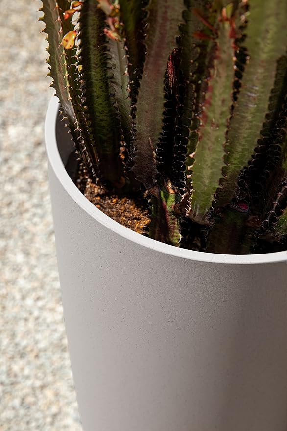 Veradek Mason Series Vega Planter - Round Tall Planter for Indoor or Outdoor Porch/Patio | Made from Plastic-Stone Composite with Drainage Holes | Modern Décor for, Flowers, Interior Plants VeradekOutdoor