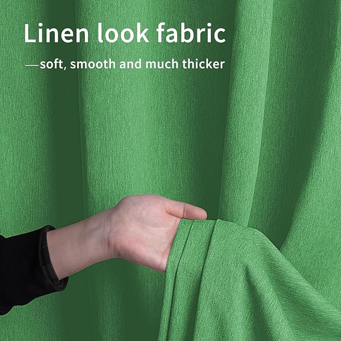 Easy-Going Linen Look Outdoor Curtains Waterproof Windproof Porch Curtains, Soft Thicken Outdoor Privacy Curtains for Patio, Gazebo, Grommet Top and Tab Bottom Drape, 1 Panel, 54x108 inch, Green Easy-Going