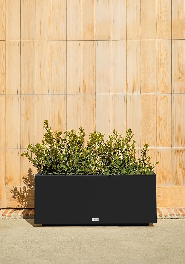 Veradek Block Series Long Box Planter - Large Rectangular Planter for Indoor or Outdoor Patio/Porch | Durable All-Weather Use with Drainage Holes | Modern Décor for Tall Plants, Flowers or Shrubs VeradekOutdoor