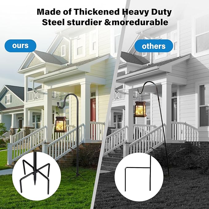 Shepherd Hooks for Outdoor, 1 Pack 62 Inch Bird Feeder Pole with 5 Prongs Base for Hanging Lantern, Hummingbird Feeder, Lightweight Plant, Shepherds Hook for Bird Feeders for Outside ToyHotels