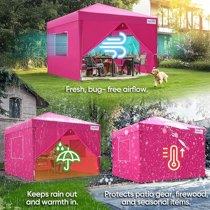 Quictent Privacy 8x8 Pop up Canopy Tent with Sidewalls and Roll-up Ventilated Windows, One Person Easy Setup, Outdoor Commercial Gazebo Shelter Enclosed Waterproof, Bonus 4 Sandbags QUICTENT