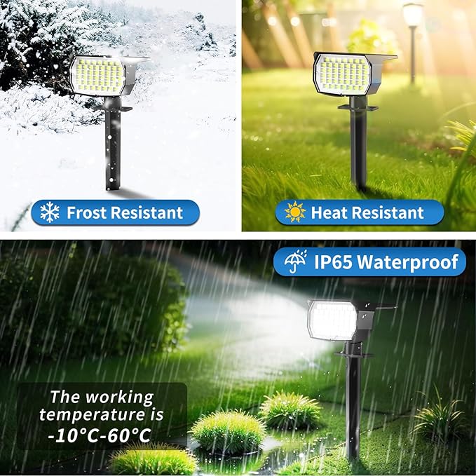 Solar Spot Lights Outdoor 10 Pack, [46 LED/3 Modes] Solar Landscape Spotlights Waterproof, 2-in-1 Auto On/Off Solar Powered Lights for Outside Yard Garden Wall Pathway(Cool White) TadyrealSolarLights