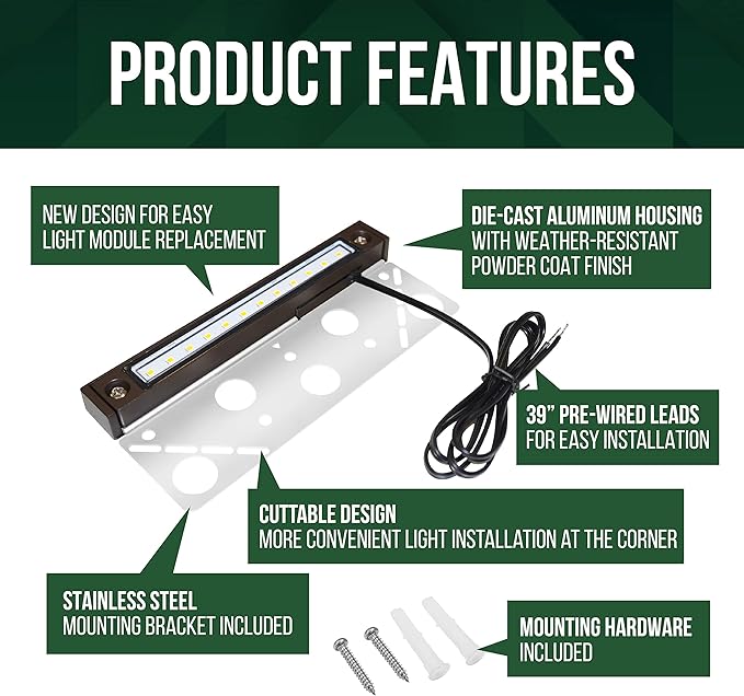 GKOLED 6.8 Inch LED Low Voltage Outdoor Hardscape Light, Light Module Replaceable, Retaining Paver Wall Step Lighting, 2700K 1.5W, IP65 for Wet Location, Die-cast Aluminum Housing (Pack of 2) GKOLED