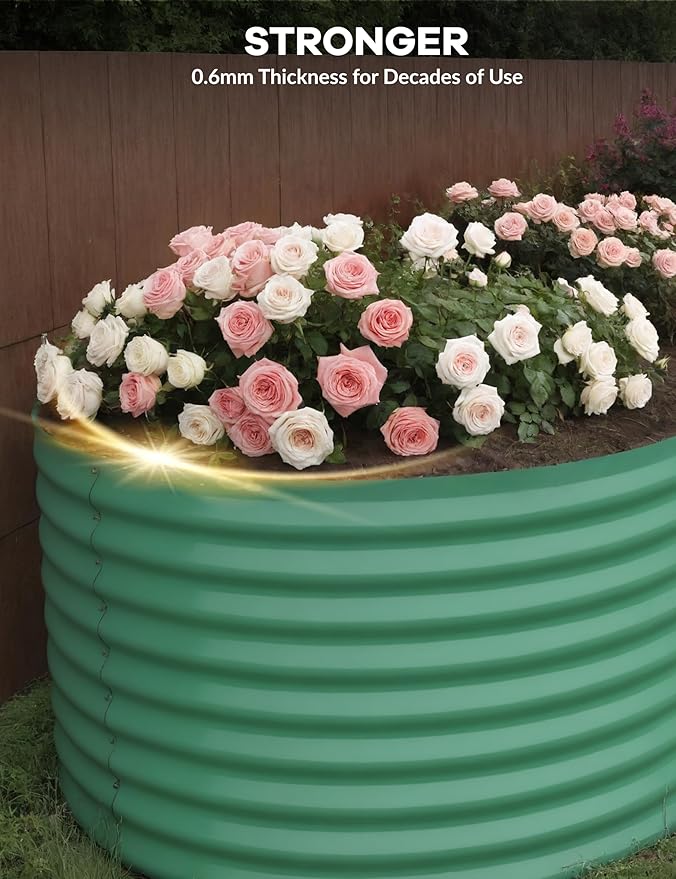 GarveeLife 8x4x2 ft Galvanized Raised Garden Bed - 24“ Tall Metal Planter Box for Vegetables, Flowers, Herbs, Rust-Resistant Outdoor Garden Box, Easy Assembly Raised Beds for Gardening, Green GarveeLife