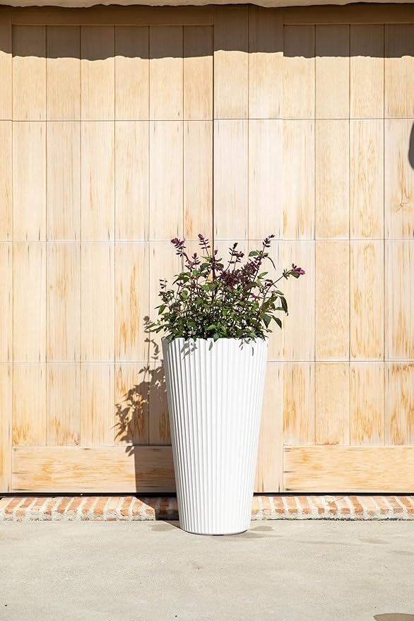 Veradek Demi Series Tall Planter for Porch, Patio, Backyard | Durable Plastic-Stone Composite Material | Modern Décor for Tall Plants, Grasses VeradekOutdoor