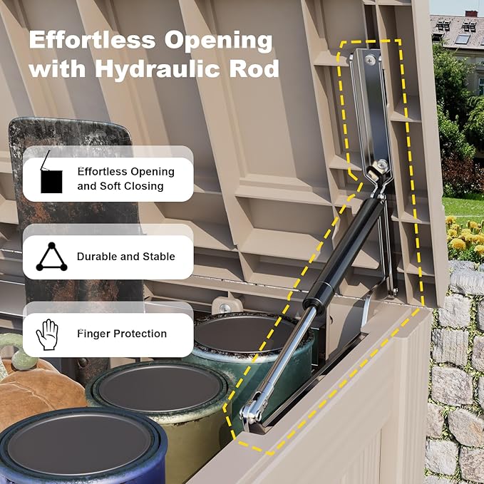 DRATO 150 Gallon Outdoor Storage Box, Large Waterproof Deck Box, Lockable Resin Storage Container with Reinforced Support for Patio Cushions, Garden Tools, UV-Resistant Outdoor Chest（Gray，150 Gallon） DRATOprovidesawarmandcozy