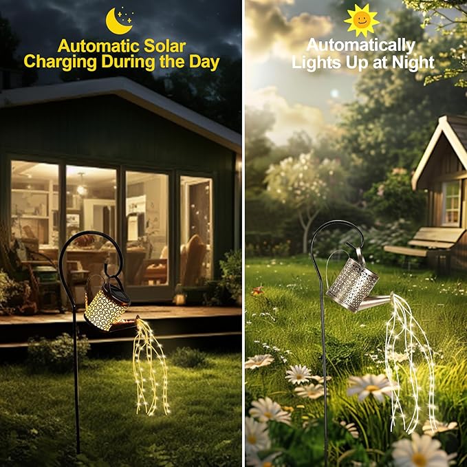 ZKLiLi Christmas Solar Watering Can with Cascading Lights Garden Decorative, Waterfall Outdoor Waterproof, Hanging Solar Lantern, Yard Decor,Gifts for Mom Grandma Women Birthday ZKLiLi