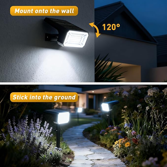 Solar Spot Lights Outdoor Waterproof IP65, [8 Pack/100 LED/4 Modes] 2-in-1 Solar Landscape Spotlights, Auto On/Off High Lumens Spot Lights for Yard Garden Pathway(Cool White) NACINIC