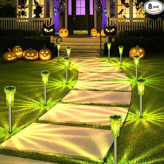 St Patricks Day Decorations Solar Pathway Lights Outdoor,Green Solar Lights LED Waterproof, St. Patrick's Day Solar Lights Auto Dusk-to-Dawn for Yard, Path, Garden, Walkway, Landscape 8 Pack DERAYSIONSolarLighting