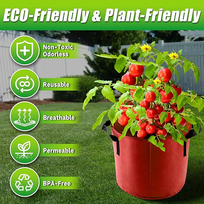 15 Gallon Grow Bags, 7 Pack Colorful Fabric Plant Pots with Handles for Garden and Outdoor Planting Sinimaka