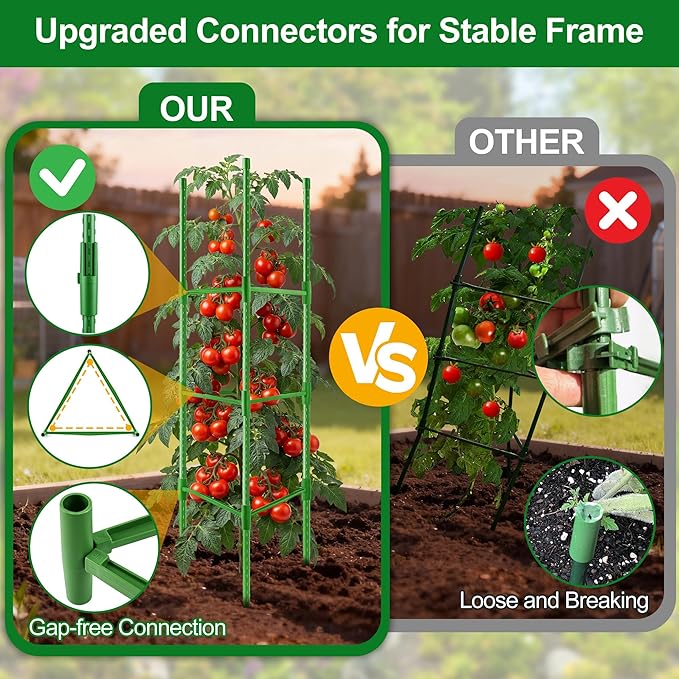 WAENLIR 3-Pack Tomato Cage for Garden, Up to 51 Inch Tomato Trellis for Raised Garden Bed, Plant Stakes for Pots, Durable Tomato Plant Support Garden Stakes for Climbing Plants (Green, 51 inch 3 Pack) WAENLIR
