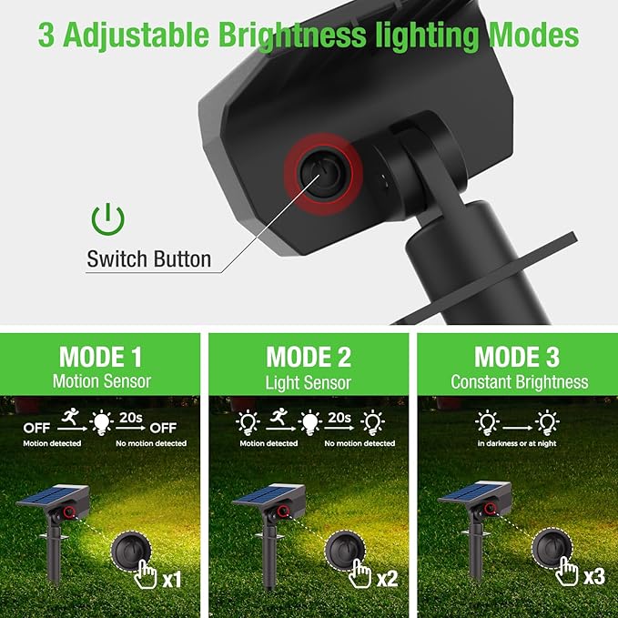Solar Spot Lights Outdoor Motion Sensor with 3 Modes, [ 8 Pack/56 LED ] Solar Spotlights Outdoor Waterproof 2-in-1 Auto On/Off Landscape Lighting for Outside Yard Wall Garden Pathway, Warm White Nipify