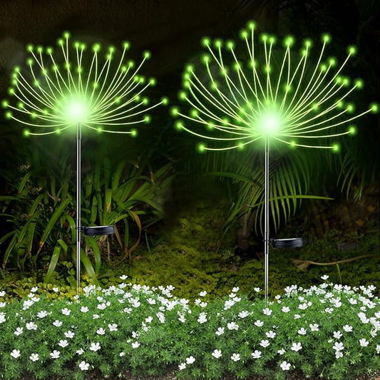 YOTOZU 2 PCS Solar Firework Light, Outdoor Solar Garden Decorative Lights 120 LED Powered 40 Copper Wires String DIY Landscape Light for Walkway Pathway Backyard Decor Parties Perfect Gifts(Green) YOTOZU