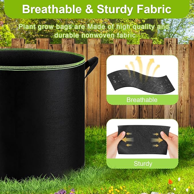 6-Pack 7 Gallon Grow Bags - 300G Heavy Duty Aeration Fabric Pots with Handles,Thickened Nonwoven Planter Bags for Vegetables Flowers Fruits SouilGoal