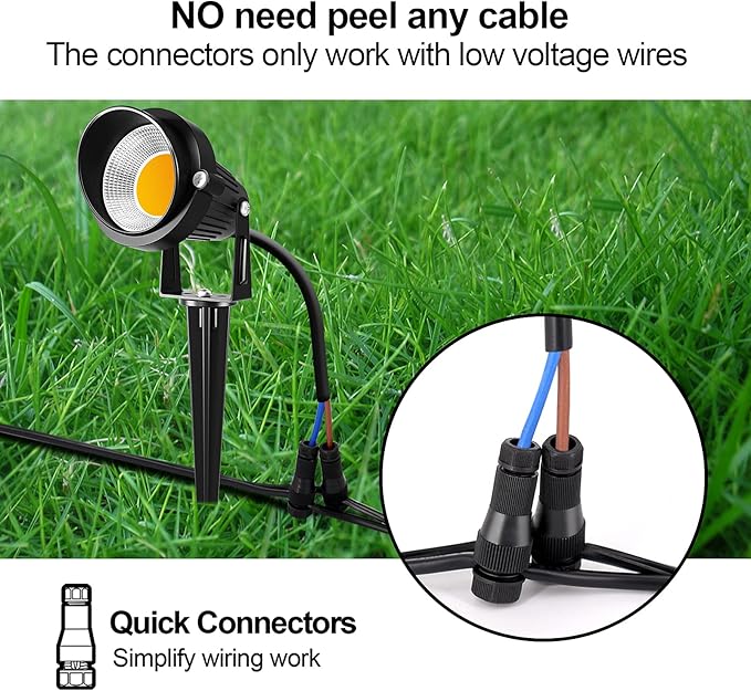 ZUCKEO 10W Low Voltage Landscape Lights LED Landscape Lighting with Connectors 12V Waterproof Outdoor Landscape Spotlights Floor Yard Lawn Best Garden Lights 1000LM Warm White (10Pack with Connector) ZUCKEO