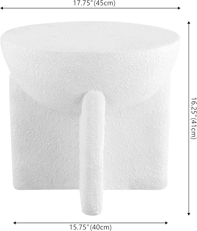 JONATHAN Y TBL1109B Brady 16.25" Minimalist Modern Drum Indoor/Outdoor Accent Table Contemporary, Mid-Century, Art Deco, Bohemian, Patio, Garden, Bathroom, Living Room, White Frosted JONATHANY