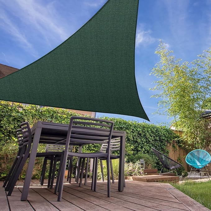 E&K Sunrise 6' x 6' x 6' Sun Shade Sail Triangle Canopy Shade Cover UV Block for Patio Backyard Garden Outdoor (Green) EKSUNRISEINC