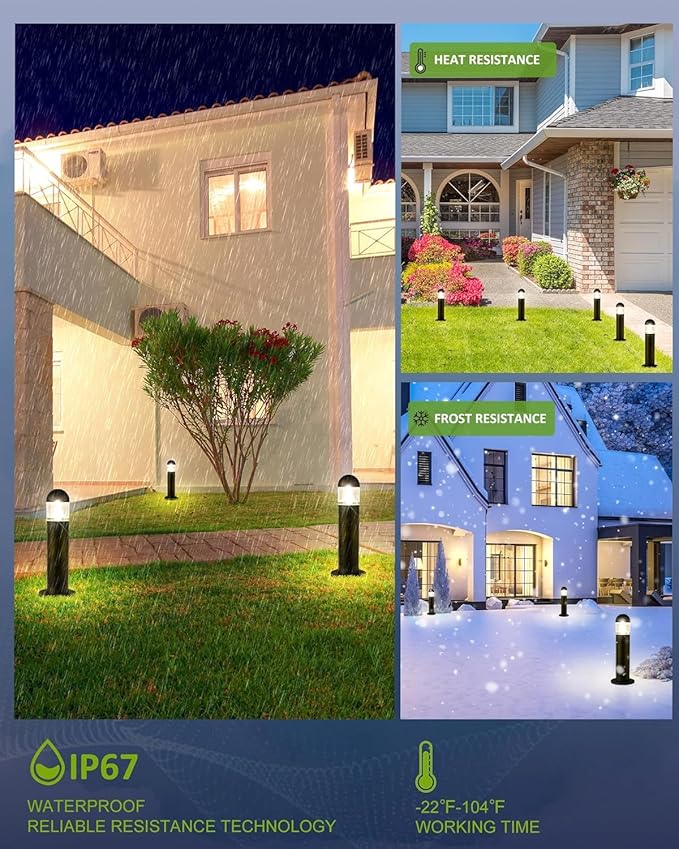 2 Pack Low Voltage Landscape Pathway Lights, 12V LED Bollard Light IP67 Waterproof, Outdoor Driveway Walkway Wired Lights (Included Connector and Stakes) - Yard Garden Lawn,2700K Warm White MOON-DE-AGE